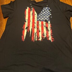 Black T-Shirt with American Flag Design